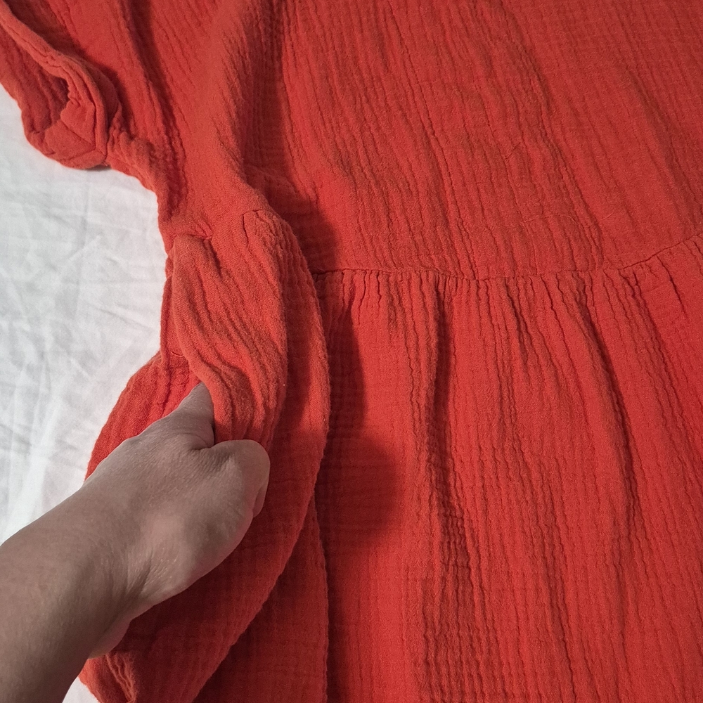 Universal Thread Orange Gauze V‑Neck Short Sleeve Dress - Picture 5 of 7